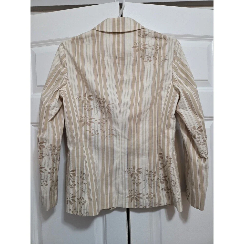 Escada Sport Blazer Cotton Pockets Striped Floral Women's 34 / XS Spring Career - Picture 2 of 10